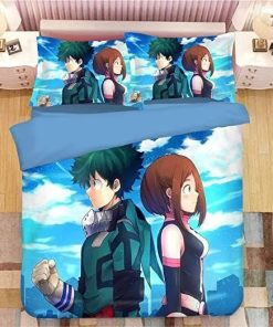 My Hero Academia Bed Set Midoriya Izuku and Ochaco Uraraka Anime Bedding
