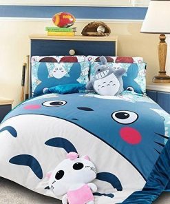 My Neighbor Totoro Bed Set Blue Totoro And Chibi Totoro Anime Bedding