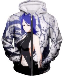 Naruto Anime Cute Akatsuki Ninja Purple Haired Konan 3D Printed Hoodie