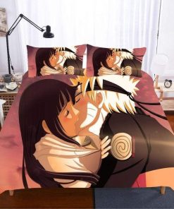 Naruto Bed Set Hinata And Naruto Sweet Kiss Pink Sky Anime Bedding