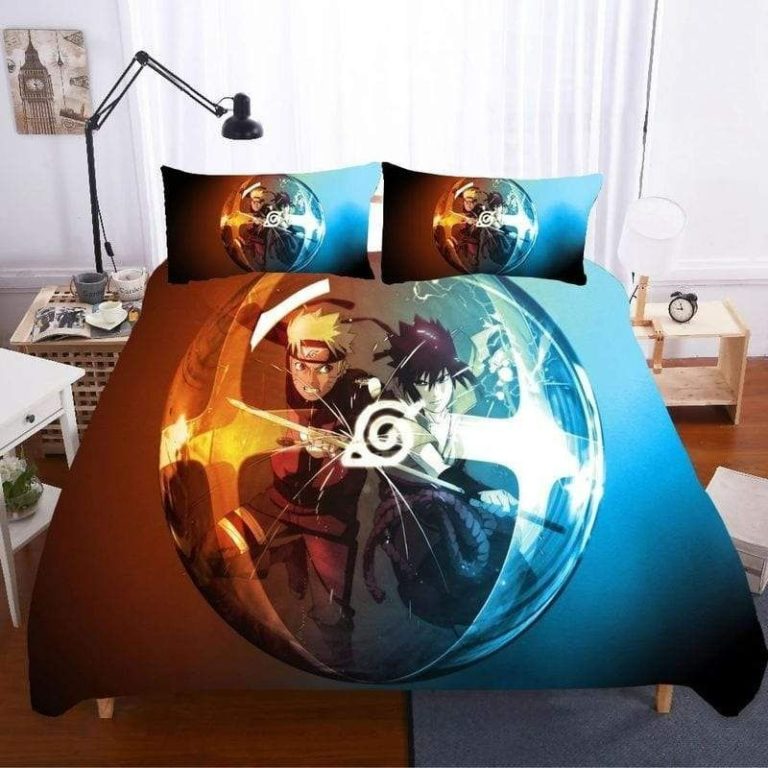 Naruto Bed Set Naruto And Sasuke Fight Bubble Reflection Anime Bedding