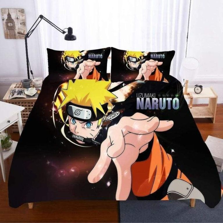 Naruto Bed Set Naruto Uzumaki Shinobi Kunai Attack Black Anime Bedding