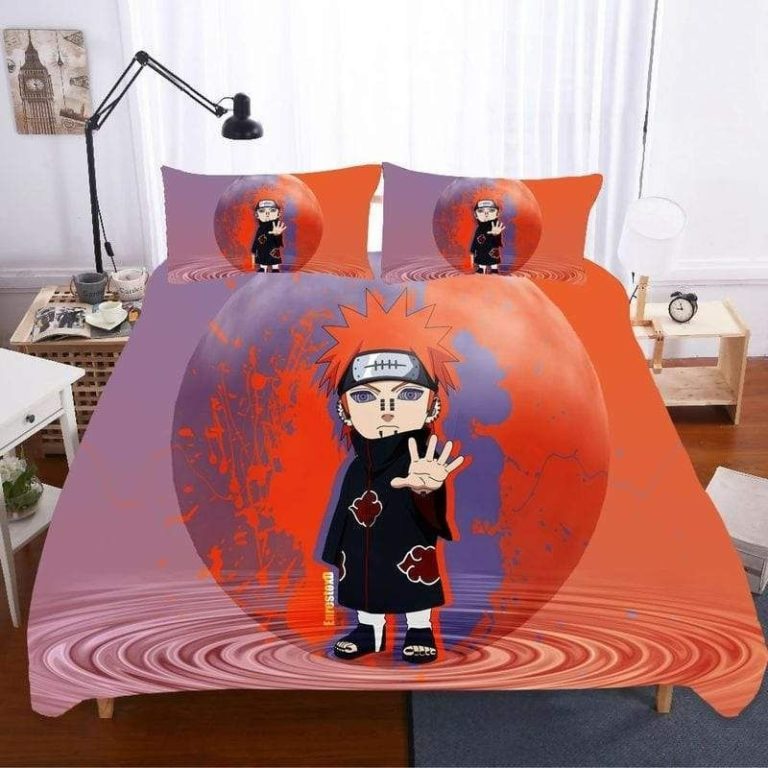 Naruto Bed Set Purple & Orange Nagato Anime Bedding
