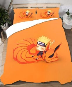 Naruto Bed Set Sleeping Chibi Naruto And Baby Kurama Orange Gift Anime For Fans