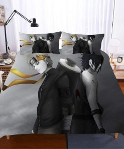 Naruto Bed Set Stunning Naruto And Sasuke Melancholic Gray Gift Anime For Fans