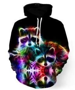 Neon Colored Raccoons Hoodie