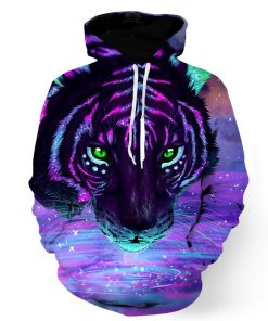 Neon Colorful Art Tiger Hoodie