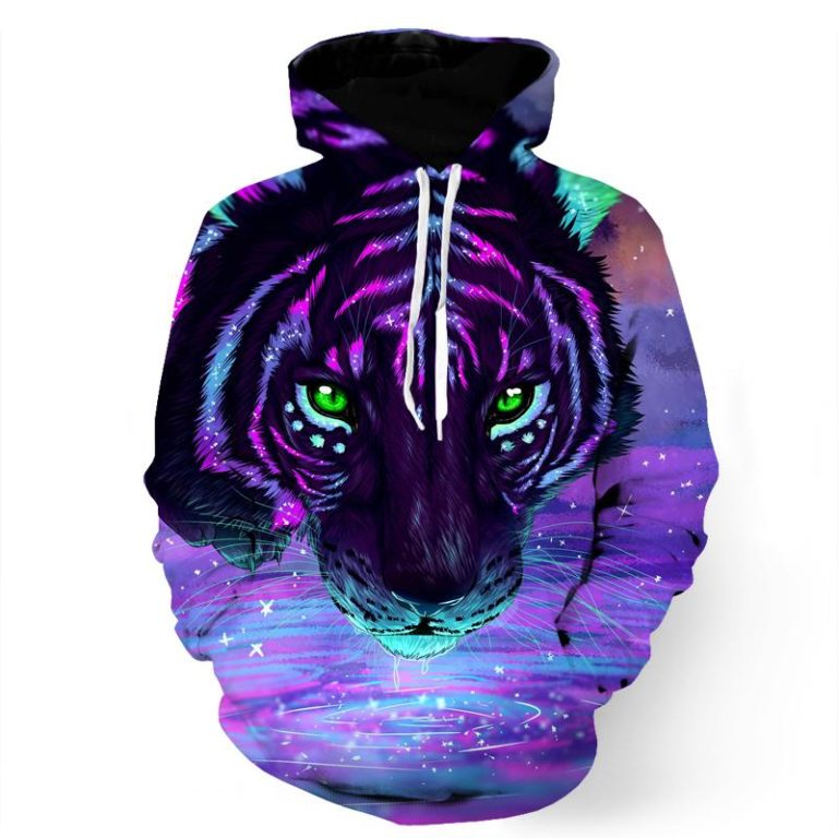 Neon Colorful Art Tiger Hoodie