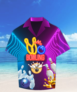 Neon Light Bowling Short Sleeve Button Down Hawaiian Shirt