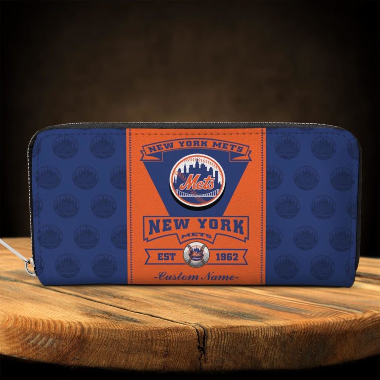 New York Mets Custom Name Zip Around Wallets