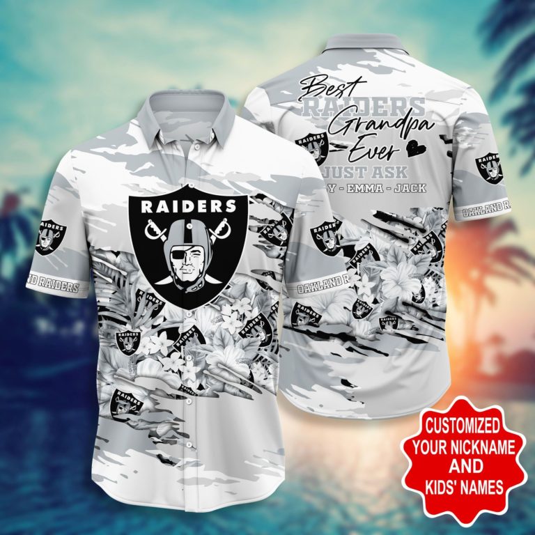 Oakland Raiders – Custom Name Hawaiian Aloha Shirt