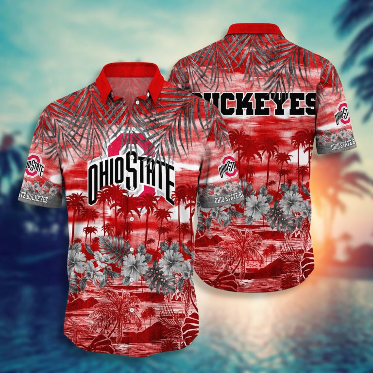 Ohio State Buckeyes Button Down Hawaiian Shirt