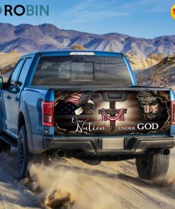 One Nation Under God. Christian Cross American Truck Tailgate Decal Sticker Wrap THB3614TD One Nation Under God. Christian Cross American Truck Tailgate Decal Sticker Wrap THB3614TD