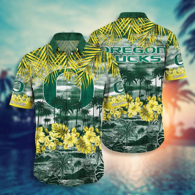 Oregon Ducks Button Down Hawaiian Shirt