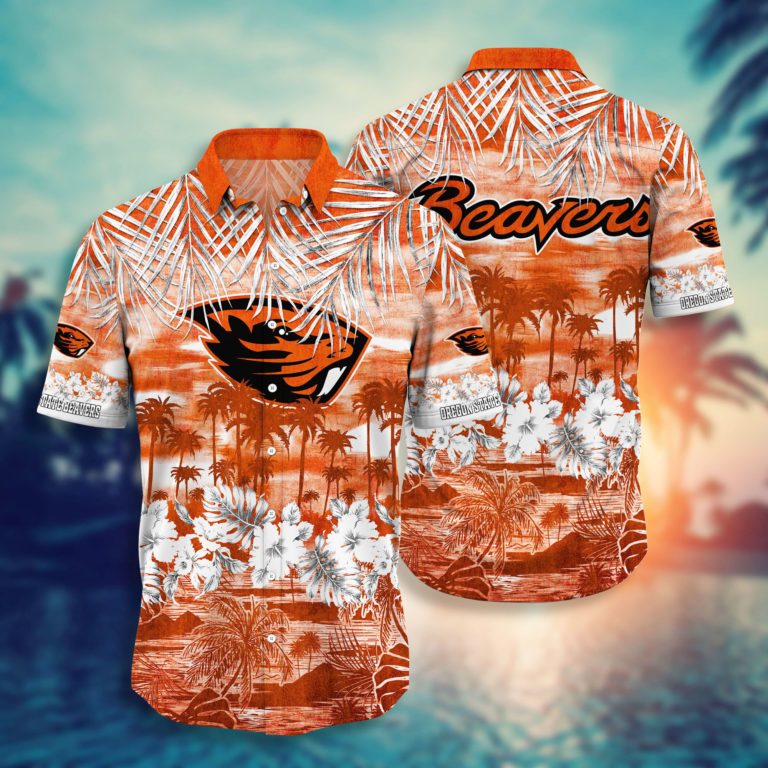 Oregon State Beavers Button Down Hawaiian Shirt
