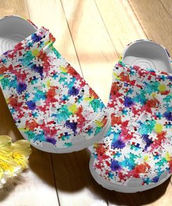 Painting Colorful Puzzle Shoes – Autism Awareness  Crocs Shoes