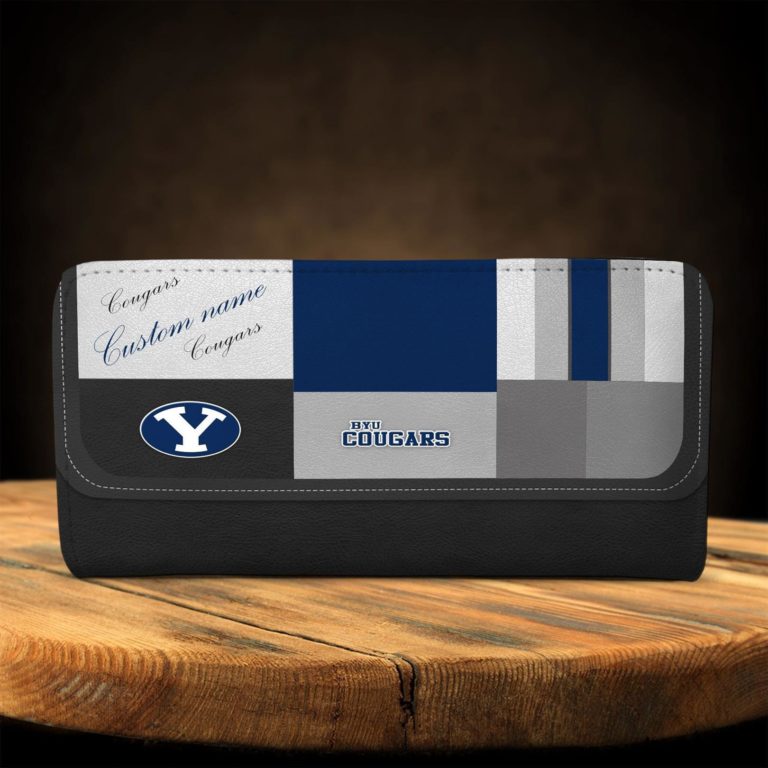 Personalized Name BYU Cougars Zip Around Wallets