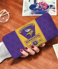 Personalized Name Minnesota Vikings Zip Around Wallets