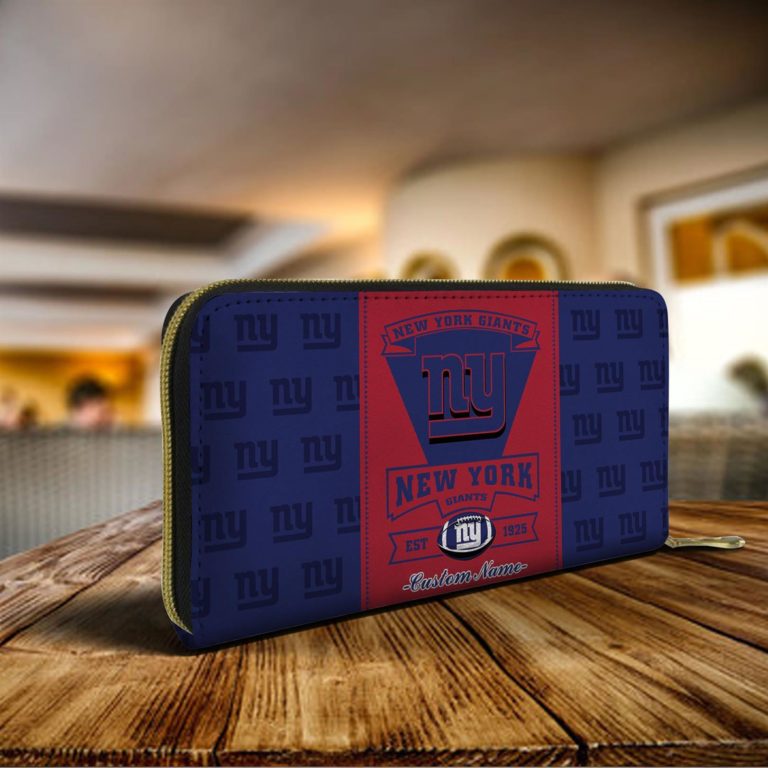 Personalized Name New York Giants Classic Zip Wallet
