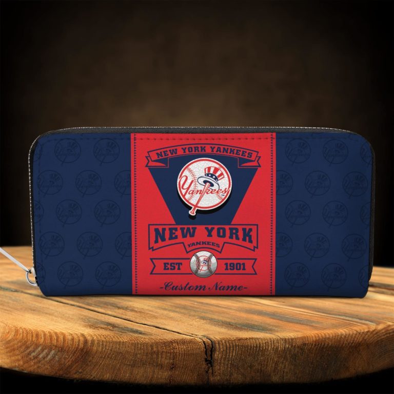 Personalized Name New York Yankees Zip Around Wallets