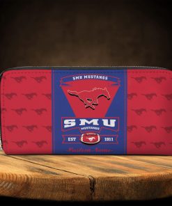 Personalized Name SMU Mustangs Zip Around