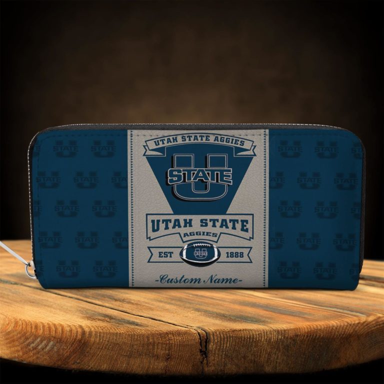 Personalized Name Utah State Aggies Zip Around Wallets