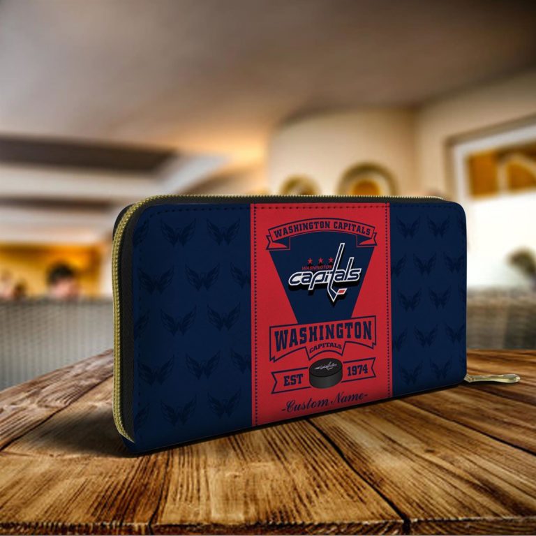 Personalized Name Washington Capitals Zip Around Wallets