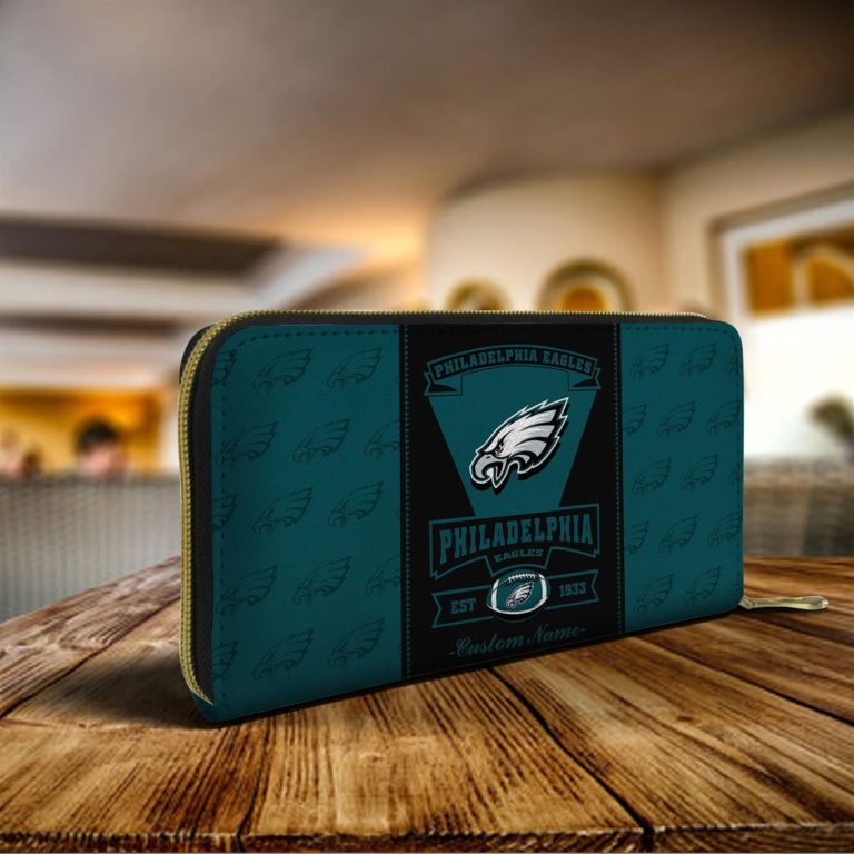 Philadelphia Eagles Custom Name Zip Around Wallets