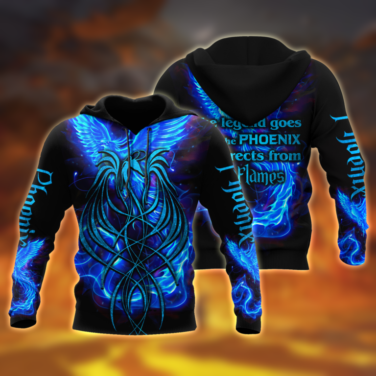 Phoenix Hoodie Royal Blue Phoenix Tattoo 3D