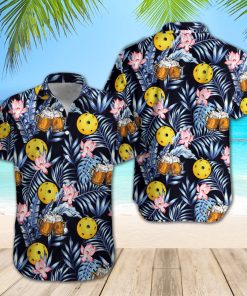 Pickleball Beer Regular Fit Slim Fit Casual Hawaiian Shirt