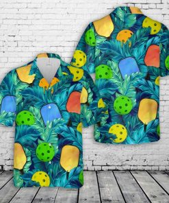 Pickleball Tropical Button Down Shirt