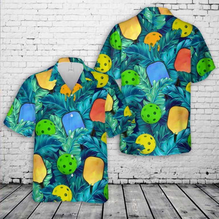 Pickleball Tropical Button Down Shirt