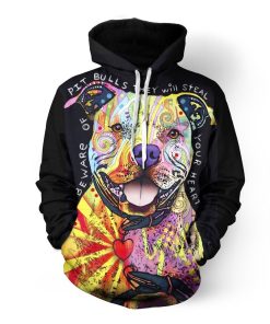 Pit Bulls Steal Your Heart 3D Hoodie