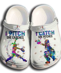 Pitch and Catch Shoes For Batter Girl – Funny Baseball – Crocs Shoes