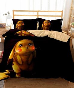 Pokemon Bed Set Black Pikachu Anime Bedding