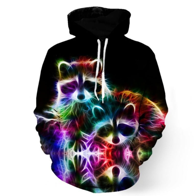 Psychedelic Glow Raccoons Hoodie