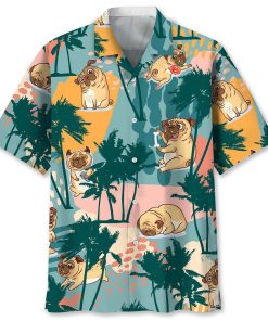 Pug Palm Tree Colorful Hawaiian Shirt Pug Palm Tree Colorful Hawaiian Shirt