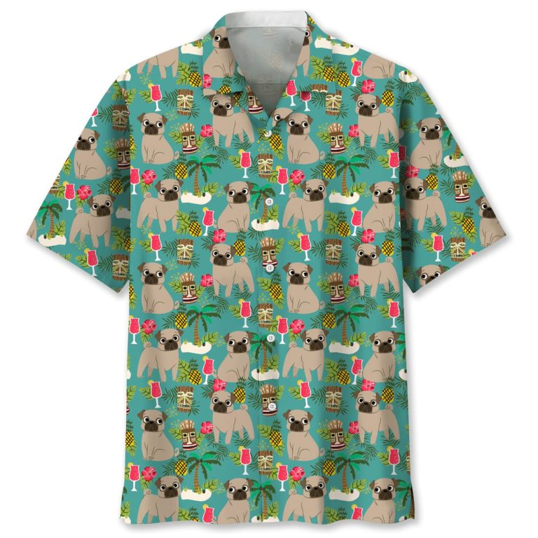 Pug Short Sleeve Button Up Shirt