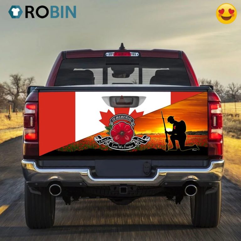 Remembrance Day Lest We Forget Canadian Truck Tailgate Decal Sticker Wrap 1374TD