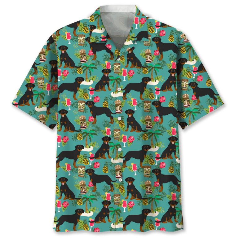 Rottweiler Short Sleeve Casual Button Up Shirts