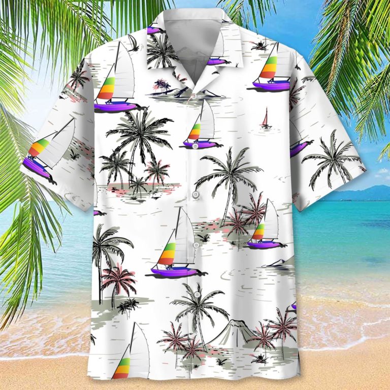 Sailing Coconut Short Sleeve Casual Button Up Shirts