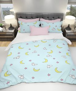 Sailor Moon Bed Set Blue Usagi Anime Bedding