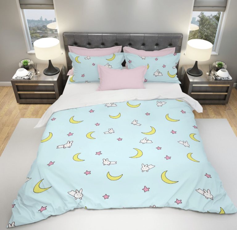 Sailor Moon Bed Set Blue Usagi Anime Bedding