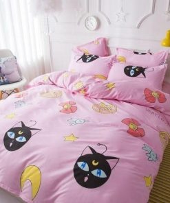 Sailor Moon Bed Set Pink Luna Anime Bedding