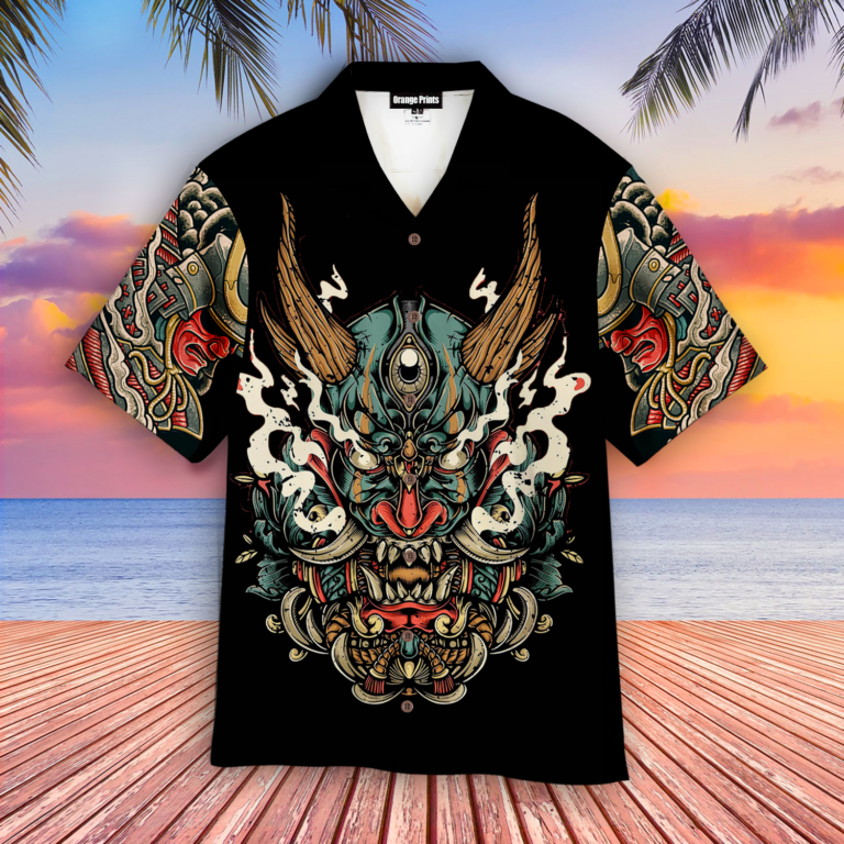 Samurai Tattoo Button Down Short Sleeves Shirt