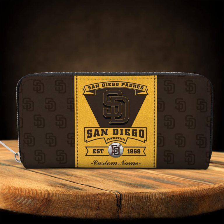 San Diego Padres Custom Name Classic Zip Wallet