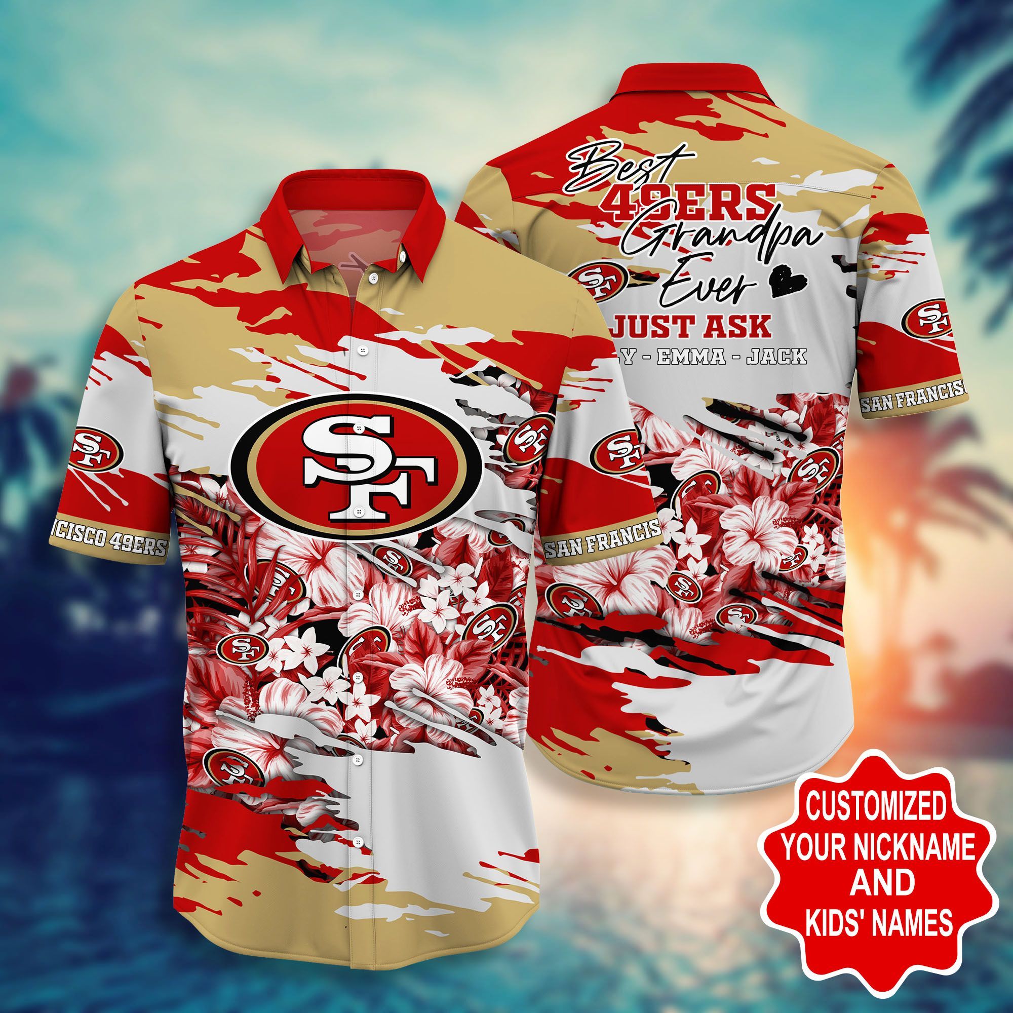 San Francisco 49ers - Custom Name Hawaiian Aloha Shirt