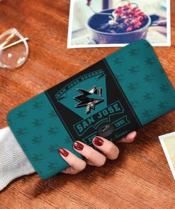 San Jose Sharks Custom Name Zip Around Wallets