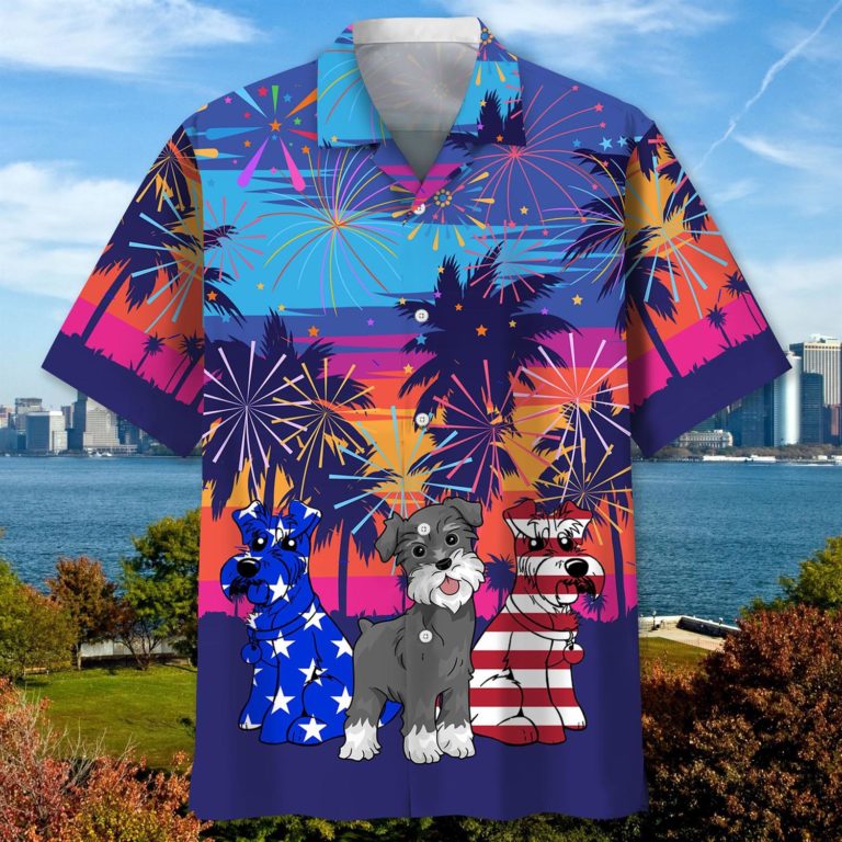 Schnauzer Firework Usa Hawaiian Shirt