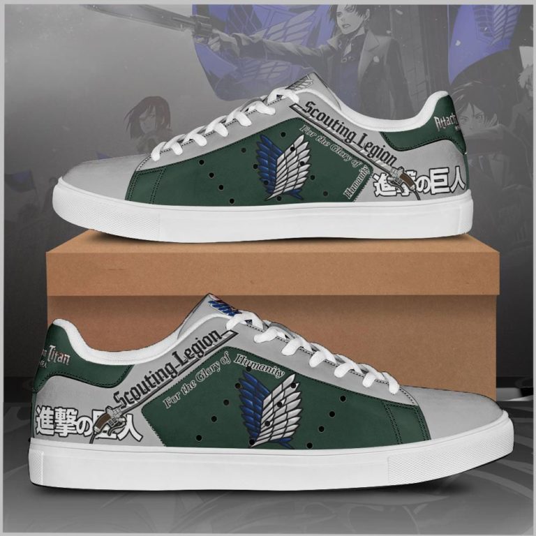 Scouting Legion Attack On Titan Low top Leather Stan Smith Sneaker, Casual Shoes